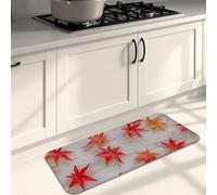 Maple Leaf Kitchen Mats for Floor, Autumn Leaves Rustic Soft Mats, Cushioned Comfort Washable Non Slip Decor Rugs for Kitchen Sinks Laundryroom Bathroom 16x47 Inch