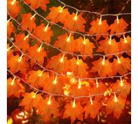 Maple Leaf Lights for Autumn Decorations,Autumn Leaf String Lights with Adjustable Model - Always on and Flash,Autumn Fall Light Garland Not Include Battery for Autumn Halloween Decorations(3M 20 LED)