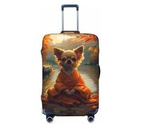 Maple Leaf Meditating Chihuahua Travel Luggage Covers - Elasticity Suitcase Covers Protector for Luggage 18-32 Inch