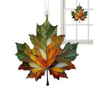 Maple Leaf Ornament - Fall Decorations Maple Leaf - Maples Stained Glass Window Hanging | Dyed Acrylic Pendant Wall Art | Autumn Leaves Decoration for Thanksgiving Party Supplies