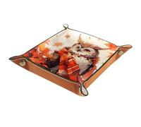 Maple Leaf Owl Portable Folding Dice Rolling Tray, Microfiber Leather Dice Holder for Dice Games Like RPG, DND and Other Table Games, 20.5 × 20.5 cm