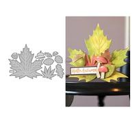 Maple Leaf Patchwork Pine Cone Mushroom Metal Cutting Dies for Card Making | Embossing Die Cuts Set for DIY Scrapbooking Paper Wedding Album Decor Stencils Supplies Machine Festivals Crafting Templates
