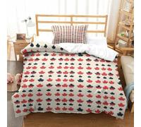 Maple Leaf Pattern-Red Navy Geometric Design Duvet Cover Sets 2 PCS Hotel Quality Quilt Cover Bedding Bed Covers with Pillowcases with Zipper Closure Ultra Soft Hypoallergenic Microfiber Single（135x20