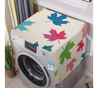 Maple Leaf Pattern Washer And Dryer Cover with Storage Pockets for The Top Load Dustproof Washing Machine Cover Flax Appliance Protector Mat Pad Home Kitchen Laundry Room Accessory 54.5x20.5 In