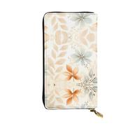 Maple Leaf Print Patterned Leather Long Wallet (7.5 * 4.1 inches) | Extra Large Multi-Function Compartment | Great Gift