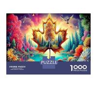 Maple Leaf River 1000 Piece Cardboard Jigsaw Puzzle Autumn Forest for Adults And Family Stress Relief Unique Pattern Home Entertainment 70x50cm/1000pcs