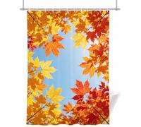 Maple Leaf Short Shower Curtain Autumn Leaves 180x150 cm (150cm Drop) - Mould Resistant & Waterproof Polyester Fabric with Hooks, Washable for Bathroom Wet Room A-1204