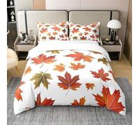 Maple Leaf Single Duvet Cover Set Plant Reversible Duvet Cover 140x200 cm Maple Leaf 3 Pcs Bed Sets Quilt Cover with 2 Pillowcase 50x75cm, bb1747