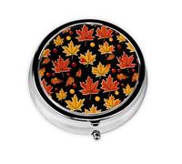 Maple Leaf Small Pill Box 3 Compartment Portable Pill Box for Purse Pocket Fall Leaves Mini Medicine Organiser for Daily Vitamin Fish Oil Storage