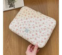 Maple Leaf Soft Pad Tablet Bag Embroidery Fluffy Padded Bag Shockproof Cute Quilted Laptop Sleeve Commute Work Studybag