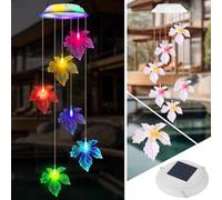 Maple Leaf Solar Wind Chimes, Multi-Color LED Waterproof Outdoor Decor, Hanging Lights for Garden - Beautiful Gift for Women's Birthday, Christmas & Special Occasions