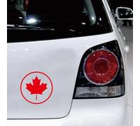 Maple Leaf Sticker Decal Vinyl Canada Canadian Round - 2 Pack Red 10.2cm - for Car Boat Laptop Cup No Background Die-Cut