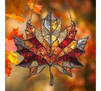 Maple Leaf Suncatcher, 15cm Acrylic Maple Leaves Window Hanging Ornament, Fall Leaves Pendant Ornament for Halloween Thanksgiving Christmas Party