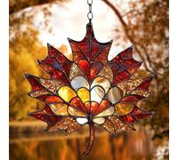Maple Leaf Suncatcher, Acrylic Stained Glass Window Hanging, Autumn Maples Leave Wall Decor For Halloween Thanksgiving Christmas Party