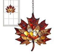 Maple Leaf Suncatcher, Acrylic Stained Glass Window Hanging Ornament, Autumn Leaves Wall Art Decorative Panels For Garden Bedroom Yard Wall Doorways Balconies
