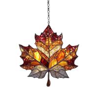 Maple Leaf Suncatcher | Acrylic Stained Glass Window Hanging Ornament | Maple Leaves Fall Suncatcher for Window | Autumn Wall Art Decorations for Thanksgiving Halloween Parties Supplies