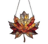 Maple Leaf Suncatcher | Acrylic Stained Glass Window Hanging Ornament | Maple Leaves Fall Suncatcher for Window | Autumn Wall Art Decorations for Thanksgiving Halloween Parties Supplies
