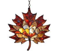 Maple Leaf Suncatcher Stained Leaves Ornaments Window Decor Fall Leaves Stained Glass Window Hanging Ornament Home Decor Wall Art Halloween Thanksgiving Fall Decorations Party Supplies (C)