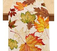 Maple Leaf Tablecloth,Autumn Table Runner,Autumn Decorations Home,Orange Kitchen Table Cloth Decor,Linen Wrinkle-Resistant,for Indoor/Outdoor Halloween Holiday Party,Weddings Banquets(183 X 33cm)