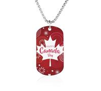 Maple Leaf with Firework Canada Day Memory Necklace Jewelry Hip Hop Chain Pendant Statement Necklaces for Men Women 23.6in（60cm）