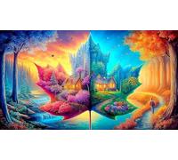 Maple-Leaf-World Jigsaw Puzzle 1000Pc Recycled Paper Impossible Hard Difficult Educational Game Decompression for Adults 70x50cm/1000pcs