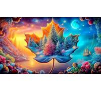 Maple-Leaf-World Puzzle for Adults Kids 1000Pc Recycled Paper Puzzle Game Educational Games for Home Activity & Fun Present 38x52cm/1000pcs