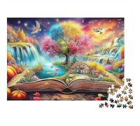 Maple Leaf World Sturdy 1000 Piece Jigsaw Puzzle for Adults Colorful Waterfall in A Fantasy Autumn Forest Premium Thick Vibrant Challenging Stress Relief Game 52x38cm/1000pcs