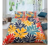 Maple Leaves 3D Printing Duvet Cover Bedding Set Tropical Flora And Fauna Microfibre Soft Match with Pillowcase Hidden Zipper Children Teenagers King（220x240cm）