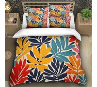 Maple Leaves 3D Printing Duvet Cover Set Bedding Tropical Flora And Fauna Microfiber And Pillowcase Hidden Zipper for Kids Single（140x200cm）