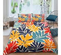 Maple Leaves 3D Printing Duvet Cover Set Bedding Tropical Flora And Fauna Microfibre Soft Match with Pillowcase Hidden Zipper Children Teenagers Double（200x200cm）