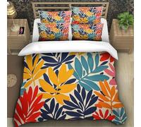 Maple Leaves 3D Printing Duvet Covers Bedding Set Tropical Flora And Fauna Microfiber Pillowcases Hidden Zipper for Kids Super King（260x220cm）