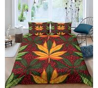 Maple Leaves 3D Printing Super King Bedding Set Premium Ultra Soft Microfiber Natural Style Duvet Cover 260x220 and 2 Pillow Cases, with Zipper Closure for Teenage in Bedroom K1266