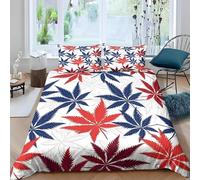 Maple Leaves 3D Printing Super King Bedding Set Premium Ultra Soft Microfiber Natural Wind Duvet Cover 260x220 and 2 Pillow Cases, with Zipper Closure for Teenage in Bedroom K1338