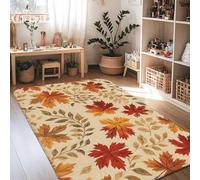Maple Leaves Area Rug, Autumn Natural Foliage Vines Fall Orange Non-Slip Carpets Fade Resistant Home Aesthetic Rugs for Living Room Bedroom Classroom Apartment Decor 4' X 6'