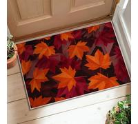 Maple Leaves Area Rug, Autumn Seasonal Autumn Colors Fallen Leaves Fall Red Non-Slip Backing Doormat Throw Rug Edge Binding Bathroom Entryway Bedside Doorway Decor 2' X 3'