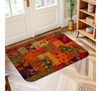 Maple Leaves Area Rug, Fall Rustic Floral Patterns Geometric Shapes Fall Red Non-Slip Aesthetic Doormat Rectangle Accents Rug Bathroom Laundry Room Kitchen Entryway Decor 2' X 3'