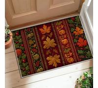 Maple Leaves Area Rug, Fall Rustic Flowers Berries Fall Red Non-Slip Backing Soft Doormat Throw Rug Stain Resistant Entryway Bathroom Laundry Room Decor 2' X 3'