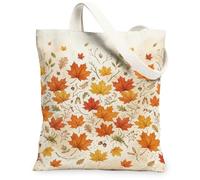 Maple Leaves Canvas Tote Bag, Nature-Inspired Rustic Floral Elements Branches Fall Orange Small Tote Bags 13x15 Inch, Orange, 13x15 Inch