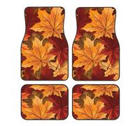 Maple Leaves Car Mats 4 Pieces Colorful Fall Universal Floor Car Mats Non-Slip Vehicle Carpet for SUV Van Truck Sedan