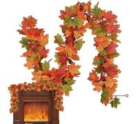 Maple Leaves - Convenient Hanging Vine Rattan Foliage Leaves | Waterproof Artificial Faux Maple Leaf | Garlands Faux Boston Fern Vines for Home Wedding Fireplace Party