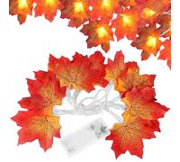Maple Leaves Fairy Lights, 3M 20LED Autumn Fall String Lights Battery Operated, Fall Leaf Garland String Lights Battery Powered for Halloween, Autumn Festival, Christmas Indoor, Outdoor Decoration