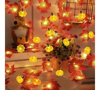 Maple Leaves Fairy Lights, Autumn Decorations Fairy Lights, Battery Operated Fall String Lights with Pumpkins, Fall Leaf Garland Light for Halloween Themed Party, Christmas Indoor Decor (3M -20LED)