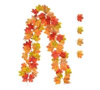 Maple Leaves Fall Garland - Artificial Autumn Leaves Decor for Home, Wedding, Thanksgiving & Halloween