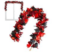 Maple Leaves Garland - Artificial Fall Decorations | Autumn Leaves Garland | Colorful Hanging Leaf Rattan For Home, Garden, Fireplace, Wall & Thanksgiving Party Decor