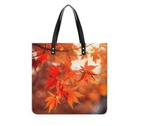 Maple Leaves in The Sun Tote Bag for Women, Extra Large PU Leather Handbag, Soft Shoulder Bag for Work & Beach