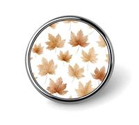 Maple Leaves in Warm Beige Minimalist Rustic Round Brooch for Men Women Fashion Badge Collar Pin Dress Jacket Backpack Accessories