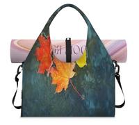 Maple Leaves in Water Sports Duffle Bag with Shoe Compartment Autumn Leaves Weekend Overnight Bags Tote Cabin Luggage Bag for Gym Yoga Travel
