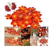 Maple Leaves Lights,bluesees Christmas Decoration,400cm Artificial Autumn Maple Leaves String Wire with 40 LED Lights Fall Garland Battery Operated Decoration for Christmas Halloween.