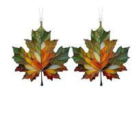 Maple Leaves Sun Catchers, 2Pack Maple Leaf Stained Acrylic Window Hanging Ornament, Leaves Window Wall Fall Decor Pendant Ornament for Thanksgiving Festival Party