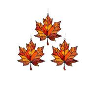 Maple Leaves Suncatchers, 3 Pack Suncatchers for Window Hanging, Maple Leaves Acrylic Stained Glass Window Hanging Ornament, Autumn Maples Leave Wall Decor for Halloween Thanksgiving Christmas Party